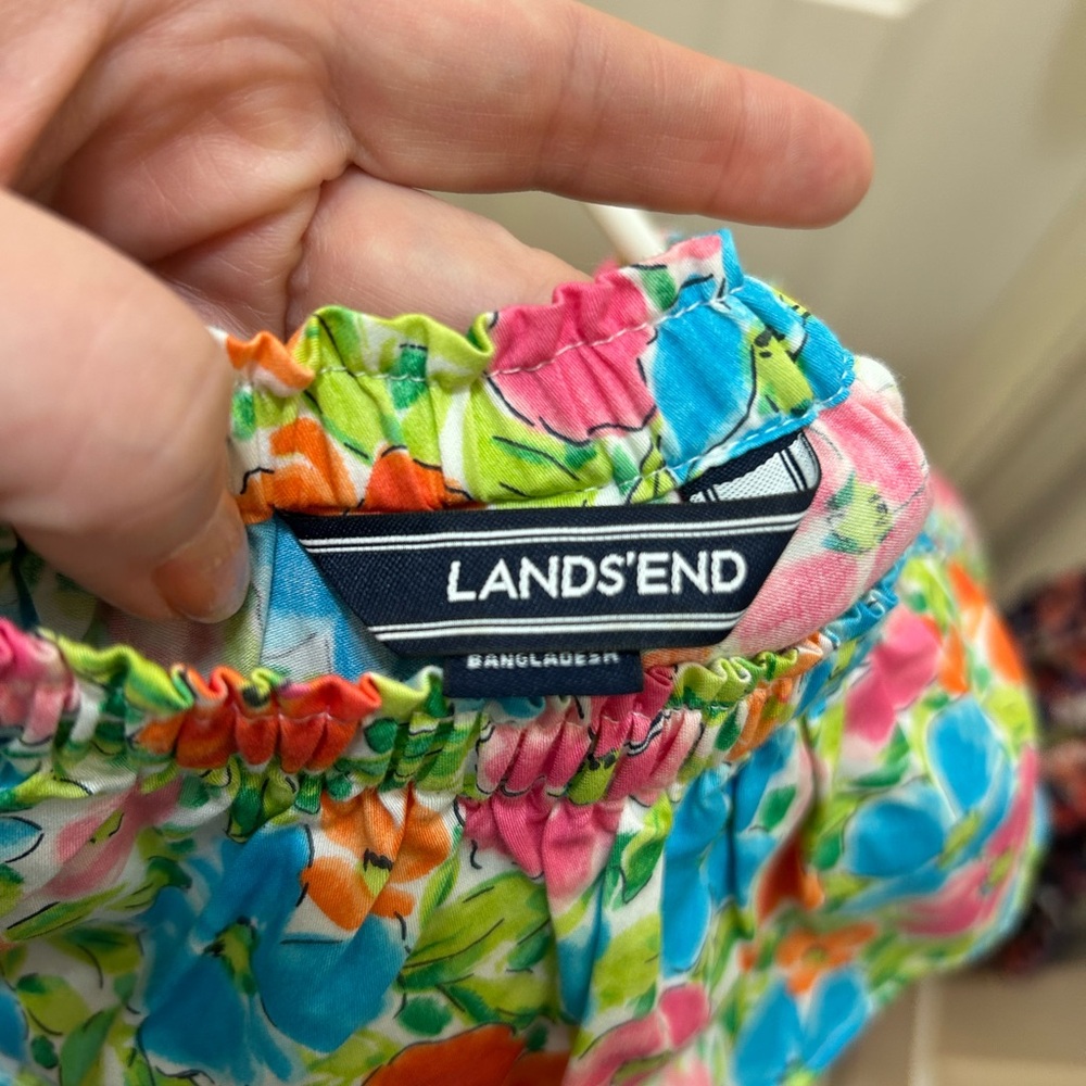 Lands' End Floral Kids Dress - Blue, Pink, Orange - Picture 3 of 4